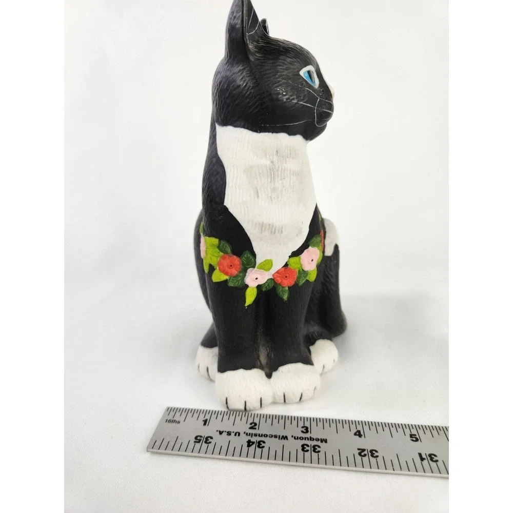 Vtg Mary Lake Thompson Black Cat Flowers Ceramic Silvestri Hawaiian Lei Gardener